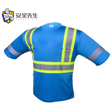 Camisetas reflectantes de seguridad azul de manga larga